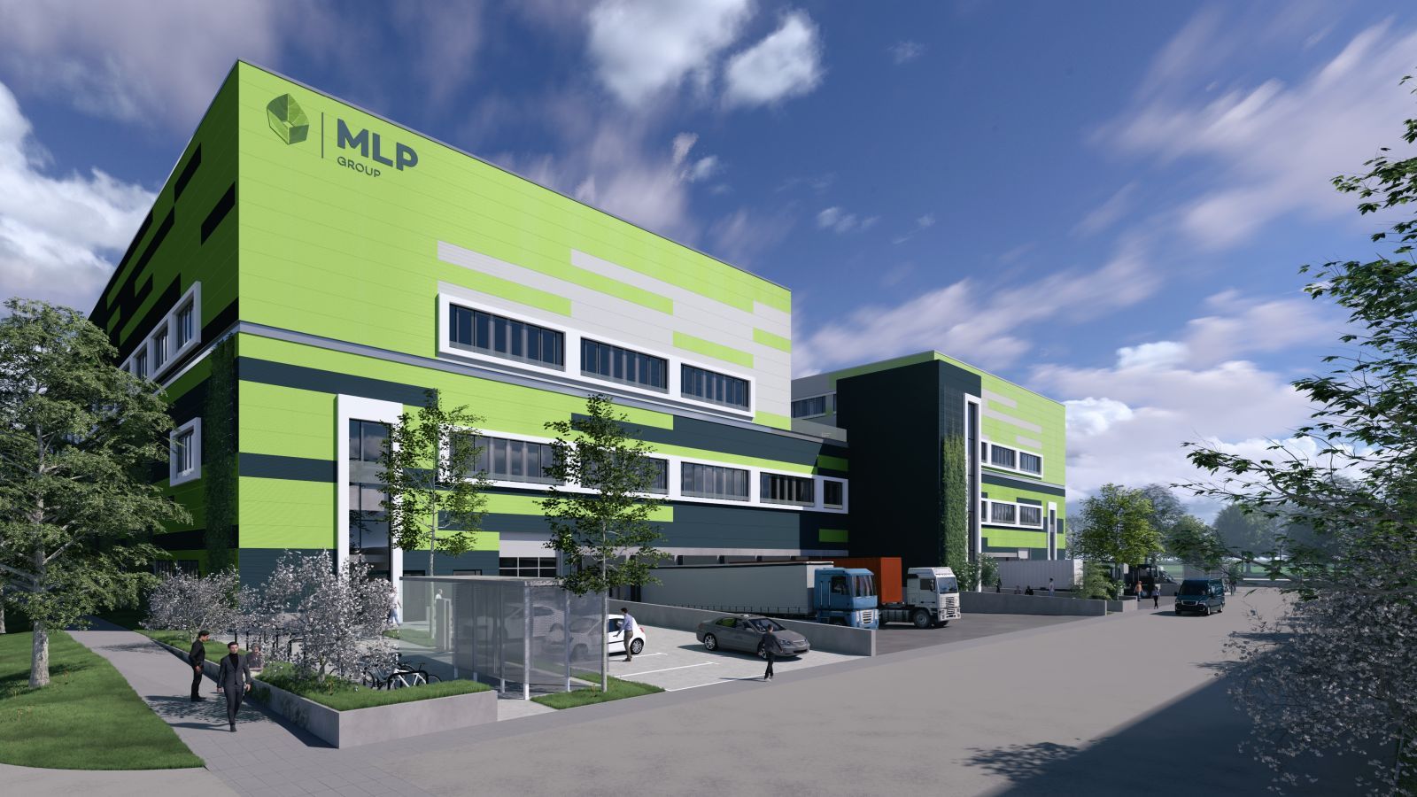 Mit dem MLP Business Park München realisiert die MLP Group erstmalig eine Immobilie mit zweigeschossigem Nutzungskonzept. Entwurf & Visualisierungen: Ropertz & Partner.