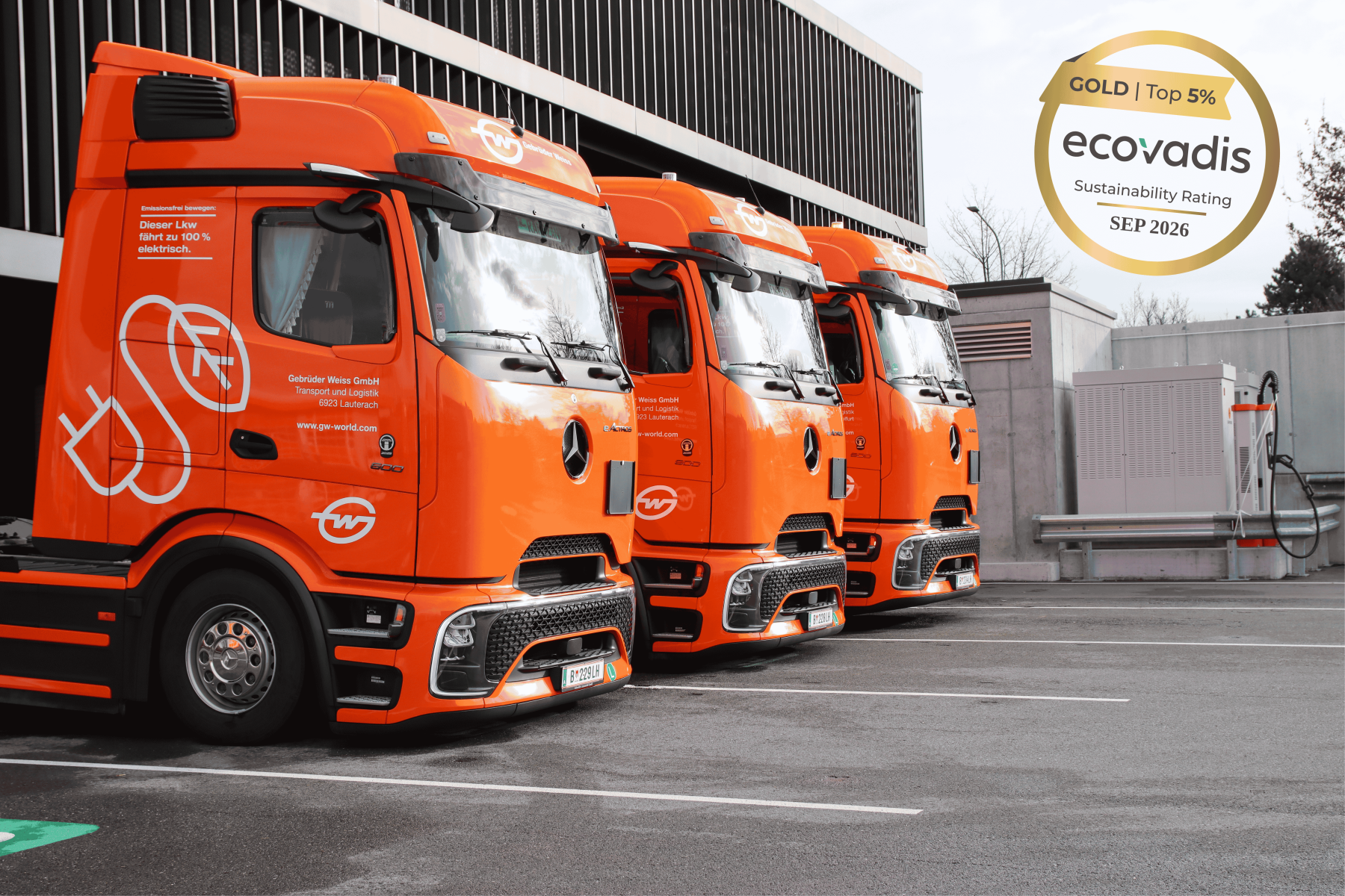 Gebrüder Weiss receives gold in EcoVadis rating. This puts the logistics company among the top five percent of all companies evaluated worldwide.
